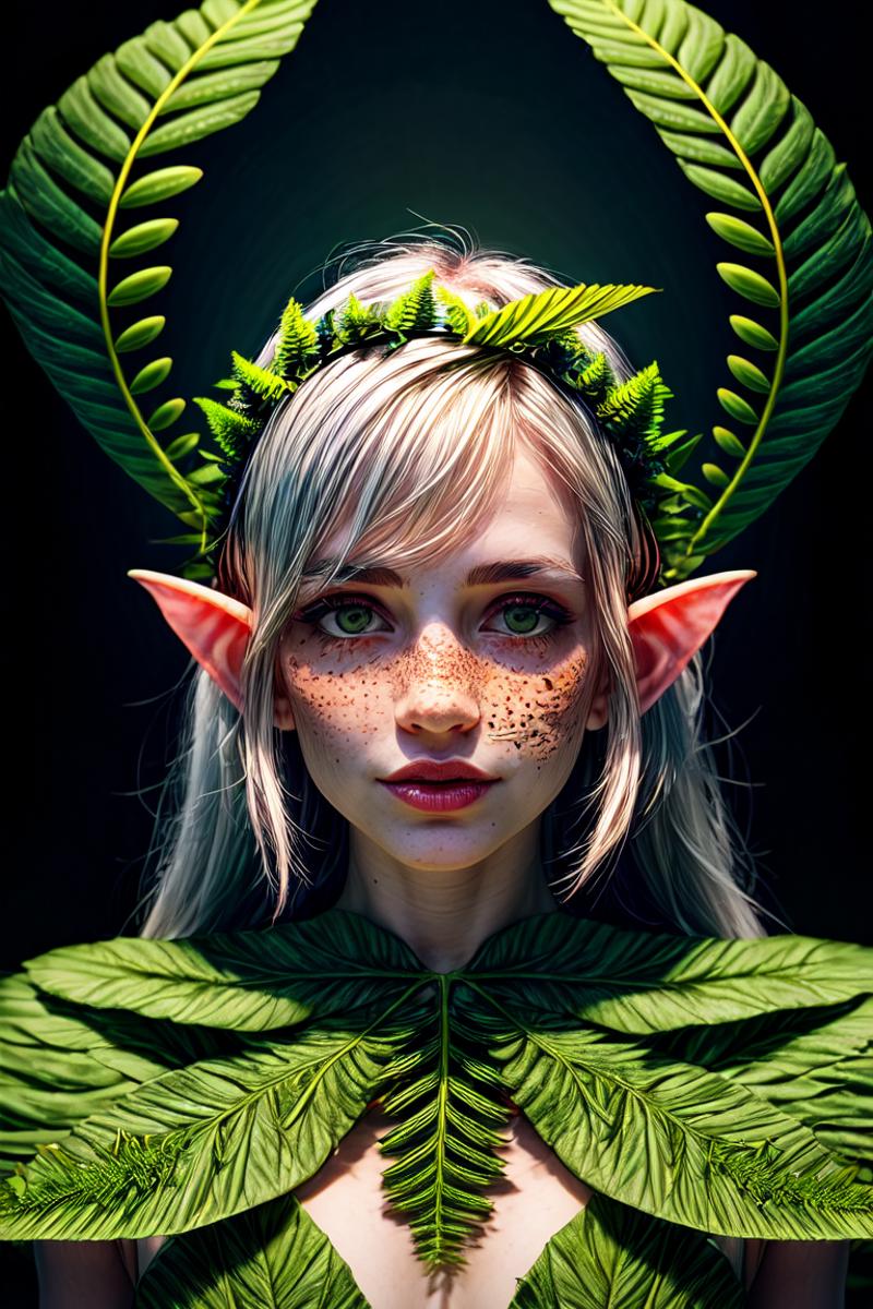 07610-3162803405-1 girl, adult (elven_0.7) woman, freckles, grey eyes, silver hair flaps, elf ear,leaf cloth,Beautiful Butterfly Wings,flower cro.png